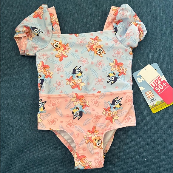 Disney Bluey Kids Swim One Piece - Pink and Blue - Picture 1 of 2